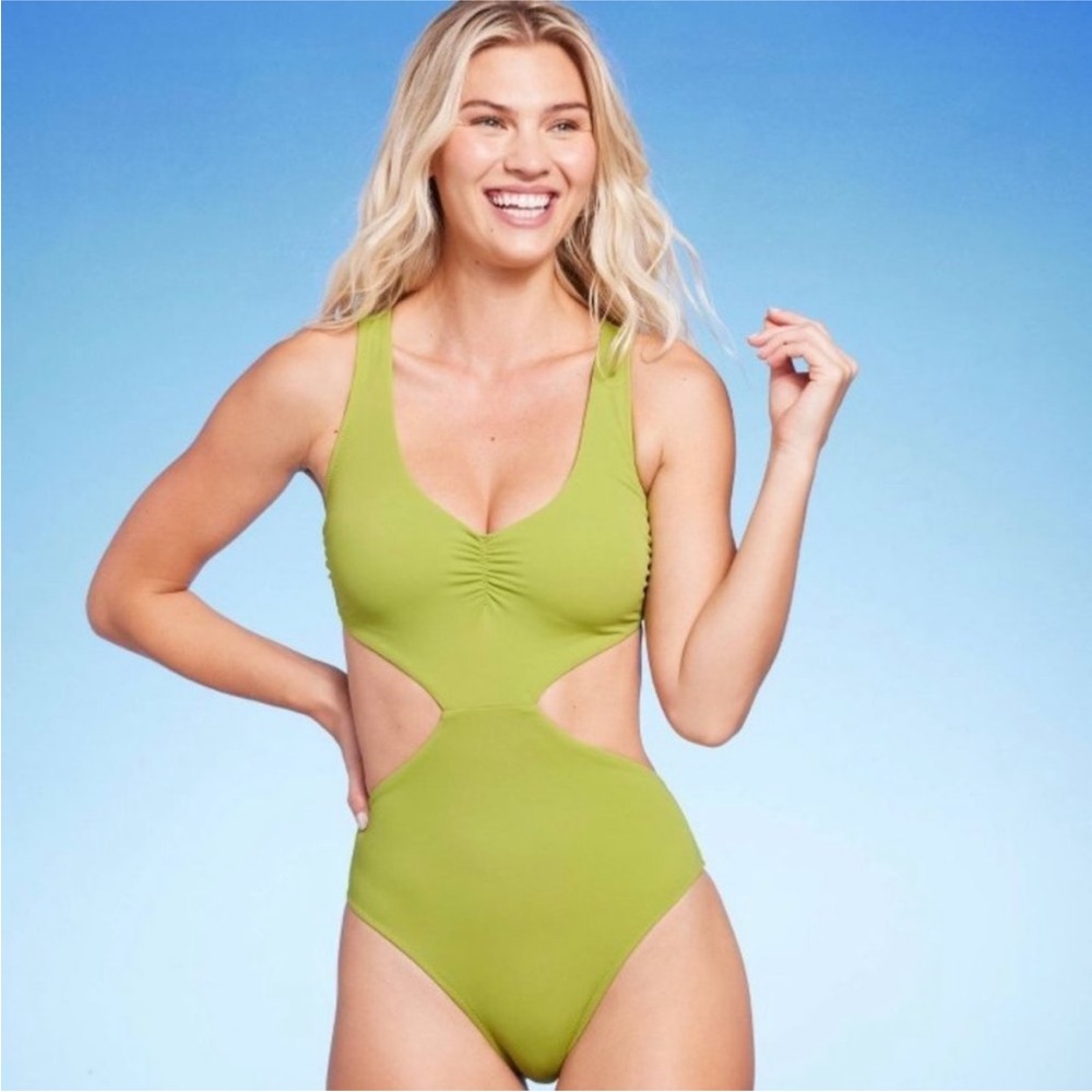 NWT Shade & Shore Braided Strap Detail Monokini One Piece Swimsuit Size Medium